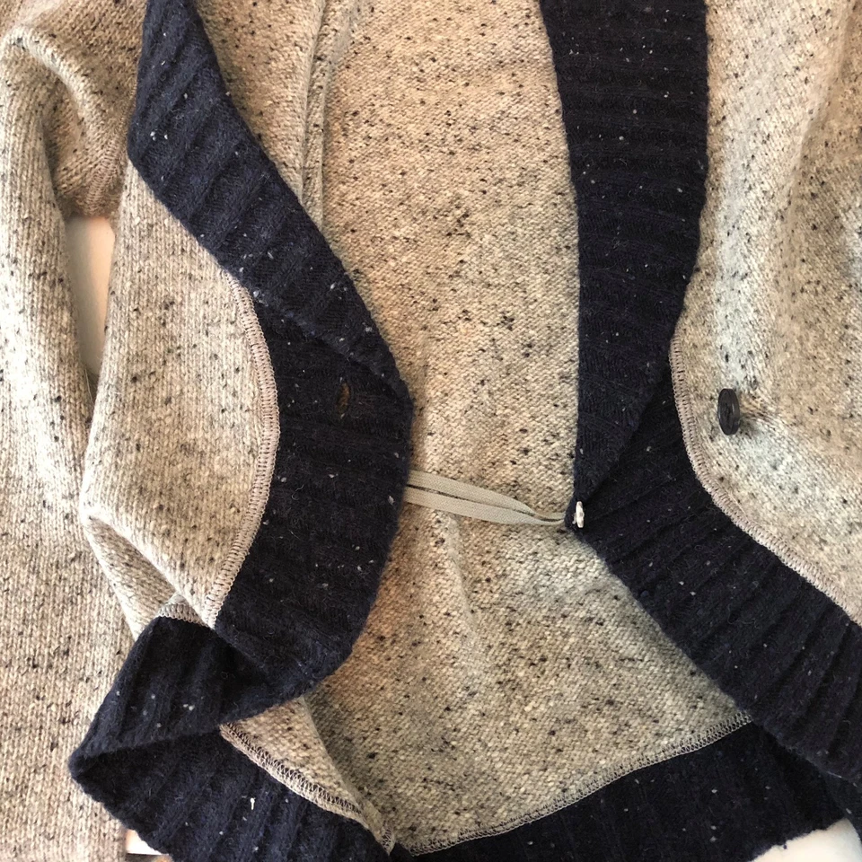 Suéter Mountain Khakis Mujer Talla Pequeña Lana Mancha Chal Cárdigan Gris Azul NUEVO Foto 3 de 4