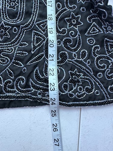 Vintage Naeem Khan Riazee Heavy Beaded Long Sleeve Silk Top Black Silver Size XL - Picture 12 of 14