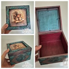 Handgefertigte einzigartige Schmuckschatulle / Teddyb&auml;r / handbemalt / Geschenk