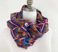 NWT 435 by Matilda Jane Multicolored Printed Infinity Scarf Button Details OSFM