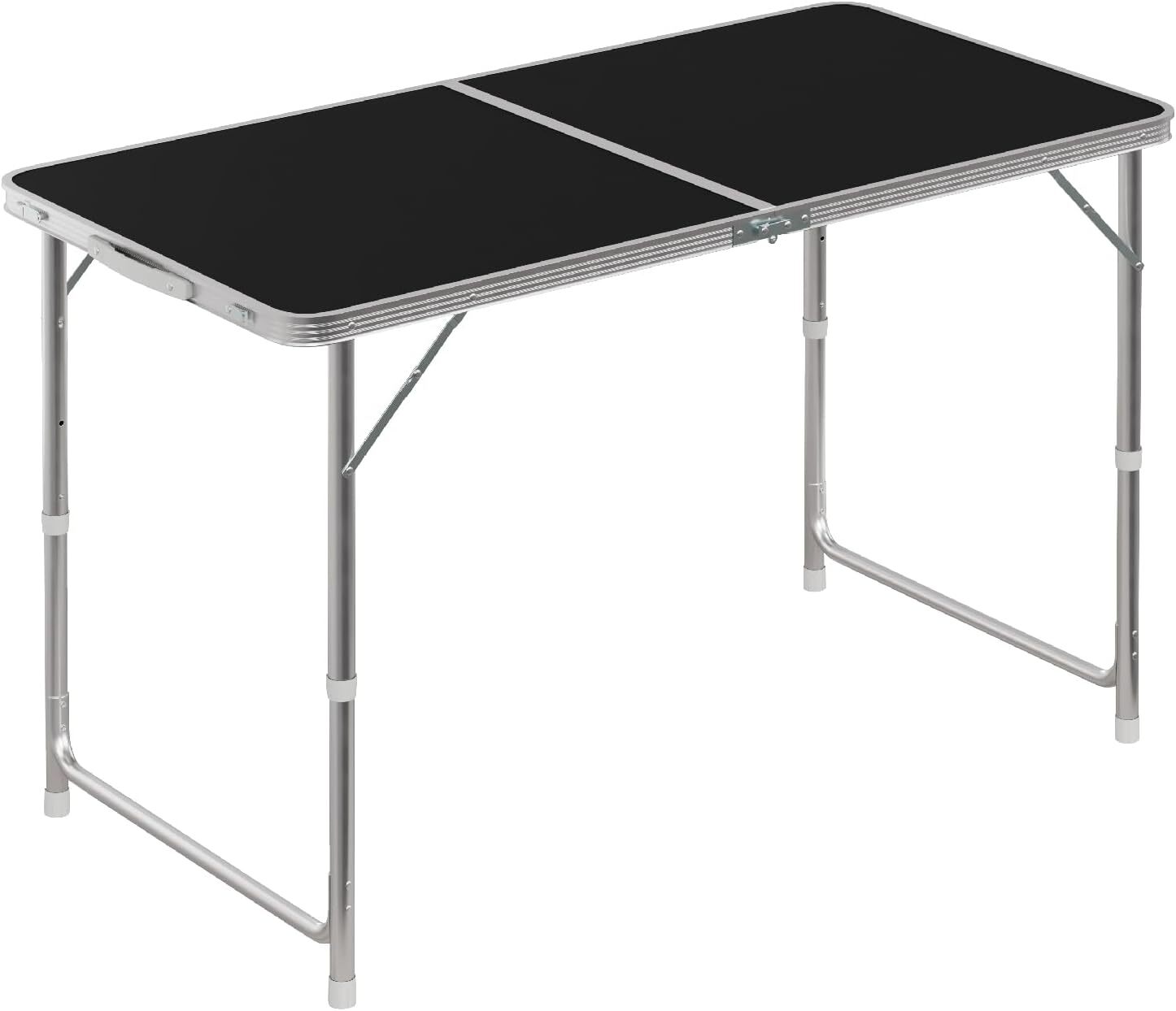 Campingtisch Schwarz 120 X 60cm Klapptisch Aluminium Tragegriff Höhenverstellbar