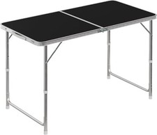 Campingtisch Schwarz 120 X 60cm Klapptisch Aluminium Tragegriff Höhenverstellbar