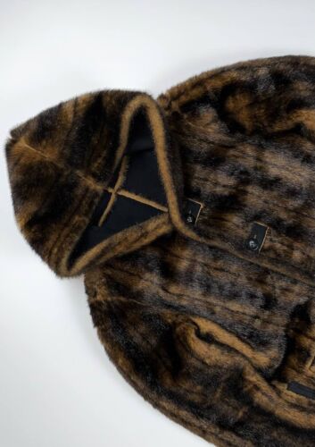 ๐จ 90s Balmain vintage heavy faux fur reversible coat jacket mans M browm black - Picture 2 of 16