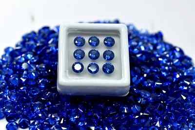 Natural Blue Color Sapphire 3 mm Round Cut Lot 100 Pcs Certified Loose Gemstone