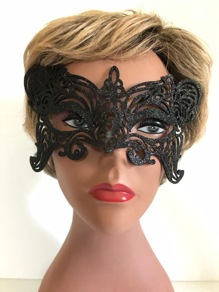 Glitter Open Scroll Work Masquerade Masks With Elastic Bands Mardi Gras Lot of 3 - Изображение 3 из 4