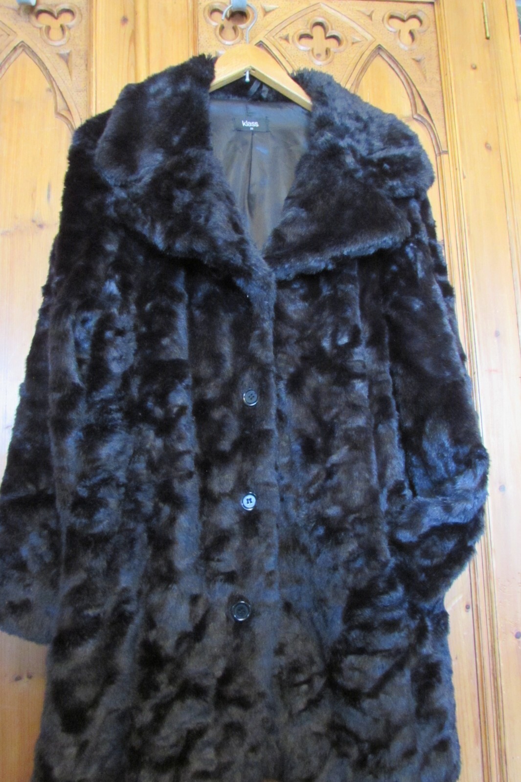 Ladies Black Faux Fur Coat Klass UK 20 eBay