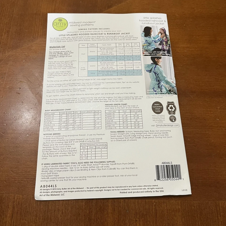 AMY BUTLER HOODED RAINCOAT & RUNABOUT JACKET-SIZE 3-6 T & 7-14-2 LENGTHS - Image 3 of 4