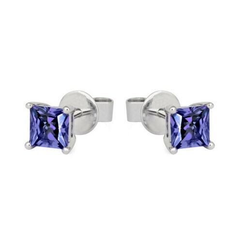 2.5Ct Princess Cut Lab-Created Diamond 14K White Gold Stud Earrings Girls Gift - Picture 1 of 2