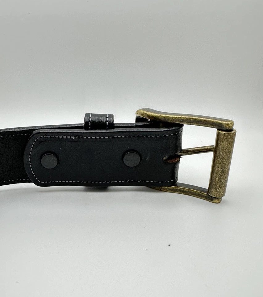 Cinturón de cuero para mujer Tory English con brida ecuestre talla 30 negro hecho en EE. UU. Foto 4 de 4