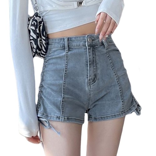 Pantaloncini Jeans Comodi Con Coulisse Regolabile Pantaloni Corti per Adulti Donna - Foto 16 di 23