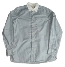 H&M LOGG Shirt Women's Size Small Blue White Striped Collared Cotton 