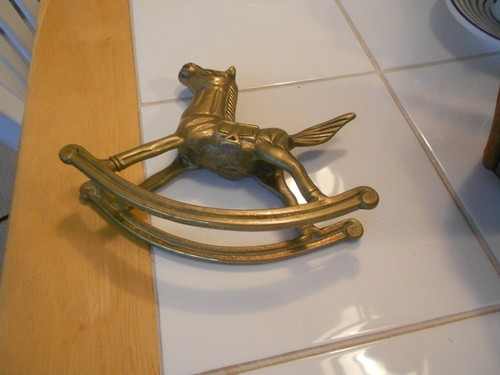 VINTAGE MESSING SCHAUKELPFERD FIGUR - VG ++ 4" X 5 1/4" X 1 1/4" - Bild 7 von 8