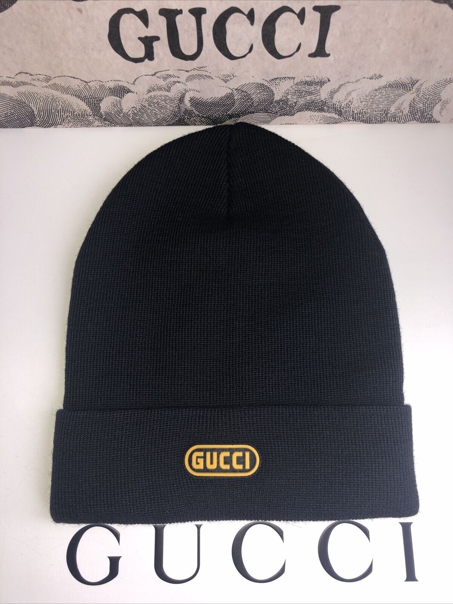 GUCCI x NY New York Yankees Black Flowers 100% Wool Beanie Hat Size:M (57) Rare GUCCI x NY New York Yankees Black Flowers 100% Wool Beanie  main image 3