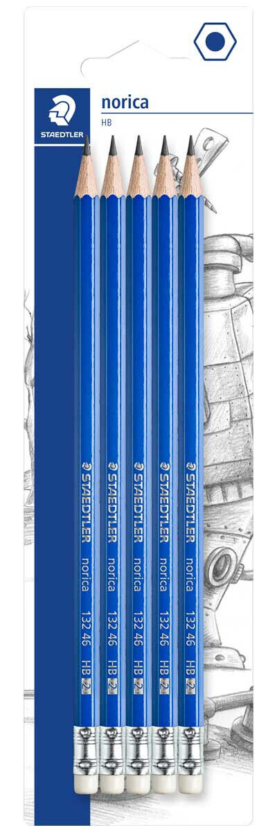 Staedtler Norica Pencil with Eraser Tip - HB (Pack of 5)