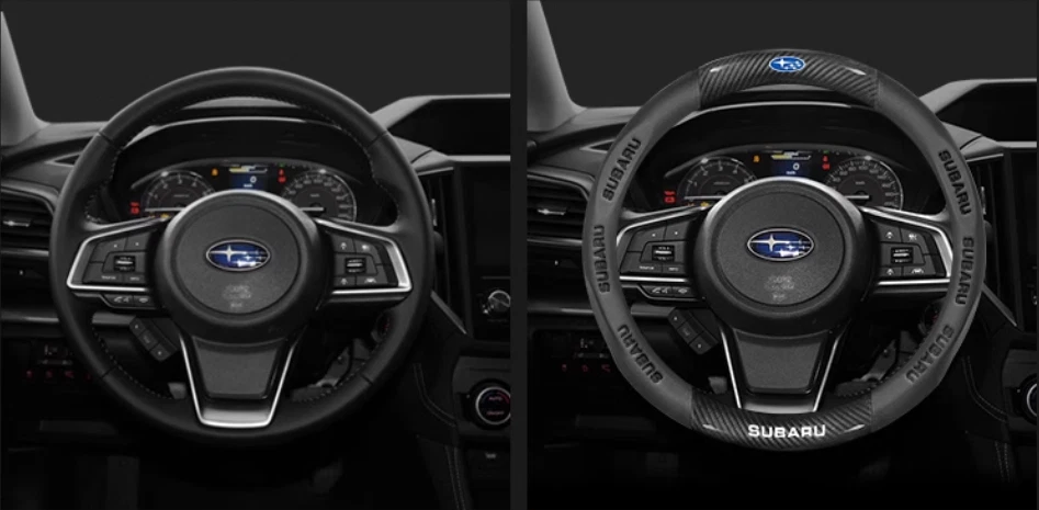 15" PU Leather+Carbon fiber Steering Wheel Cover For 1968-2025 Subaru All Cars - Image 2 of 4