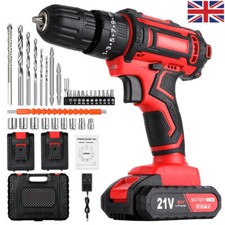 21V Cordless Hammer Drill Set Electric Impact Driver Screwdriver + 2 Battery