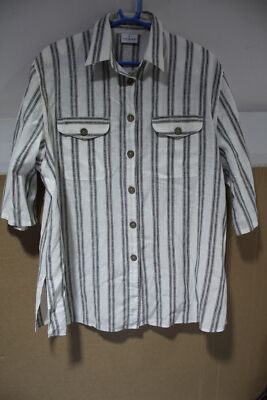 VERSE women's shirt 55% linen 45% polyester shirt blouse size 46 black and white blouse