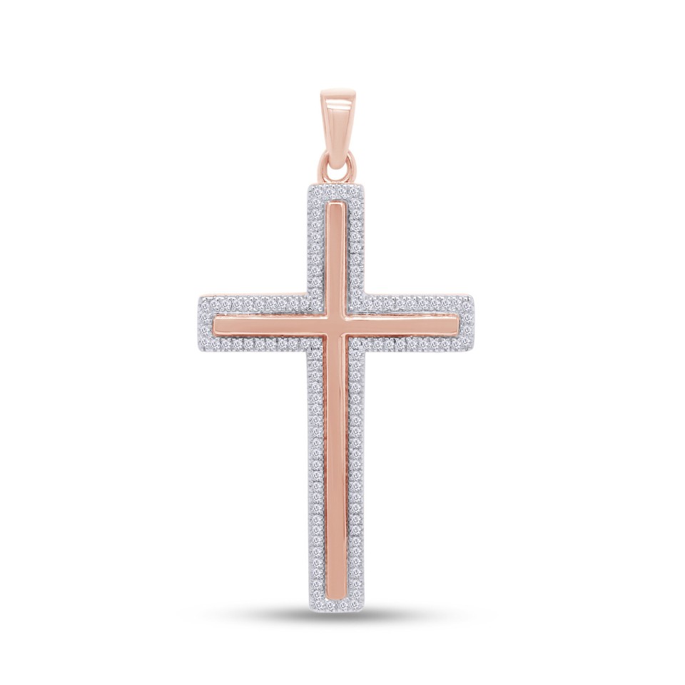1/3 ct White Lab Grown Diamond Round Cut Cross Pendent 10k Gold | eBay