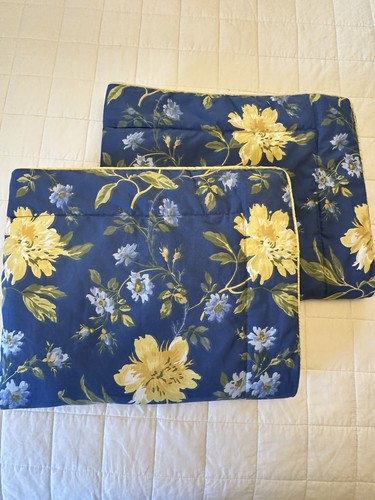 Laura Ashley Emilie Standard Sham Set 2 Blue Yellow Green Floral Cotton - Picture 6 of 24