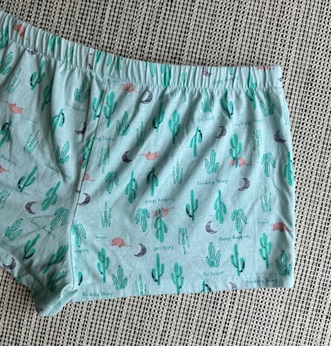 SO Intimates Womens Large Green Cactus On Point Looking Sharp Shorts Drawstring - Picture 8 of 19