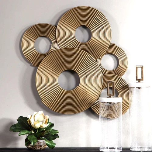 Modern Ahmet Spiraled Rings Circles Wall Sculpture Iron Abstract Uttermost 04201 - Picture 2 of 7