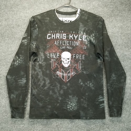 Affliction Chris Kyle Shirt Men 2XL Black Thermal American Sniper Long Sleeve US