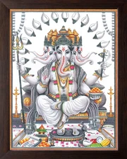 Panchmukhi Ganesh/Ganpati Wall Decor Painting Frame