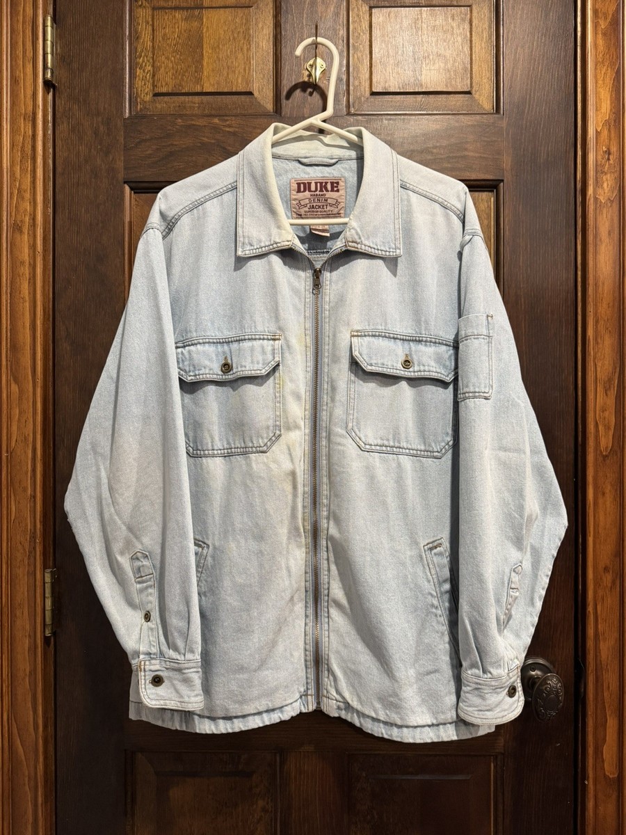 Vtg Duke Haband Jeans Denim Jacket Mens L Blue Cotton Full Zip 
