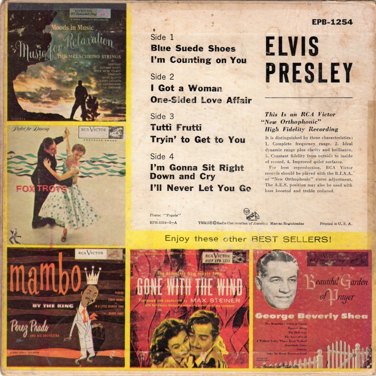 Self-Titled "Elvis Presley" RCA Victor EPB-1254 1956 Rockabilly EX/NM vinyl