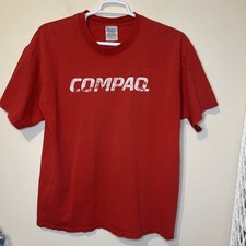 COMPAQ T Shirt Men’s XL Red Retro Computer Geek Grunge 90’s Gamer Distressed