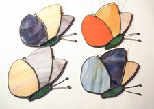 4 Tiffany Glasfensterbilder   4  SCHMETTERLINGE  bunt 1