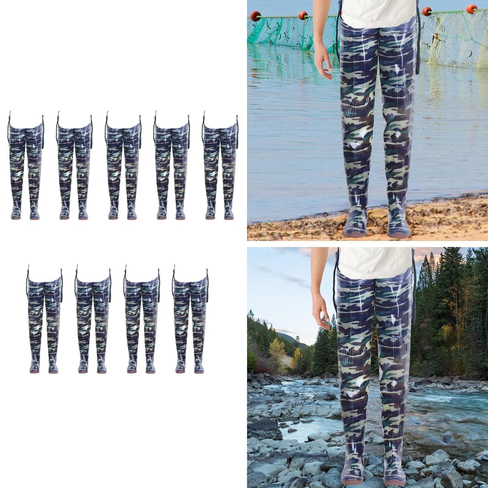 Fishing Waders Wading Pants Rain Boot Water Resistant Bootfoot with Nonslip