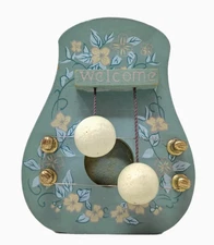 VTG Mini Wood Door Harp MAGNET Miniature Musical Folk Art Handpainted Floral 3.5