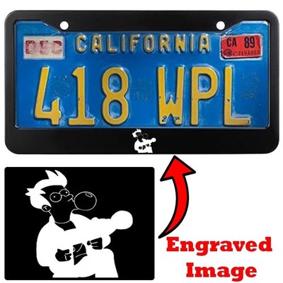 Engraved Black License Plate Frame - Fry Futurama #3