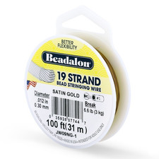Beadalon 19 Strand Satin Gold, .012in Flexible Bead Stringing Wire, 100ft Spool