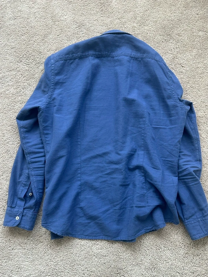 Preowned ALTEA Navy Cotton Slim Shirt Made in Italy - Men's Size Medium - Image 2 of 4