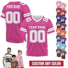 Personalized Team Name Number Football Jersey Mesh Football V-neck Pink jersey