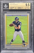 2001 Topps Drew Brees Rookie Card RC #328 Graded BGS 9.5 GEM MINT Super Bowl MVP. rookie card picture