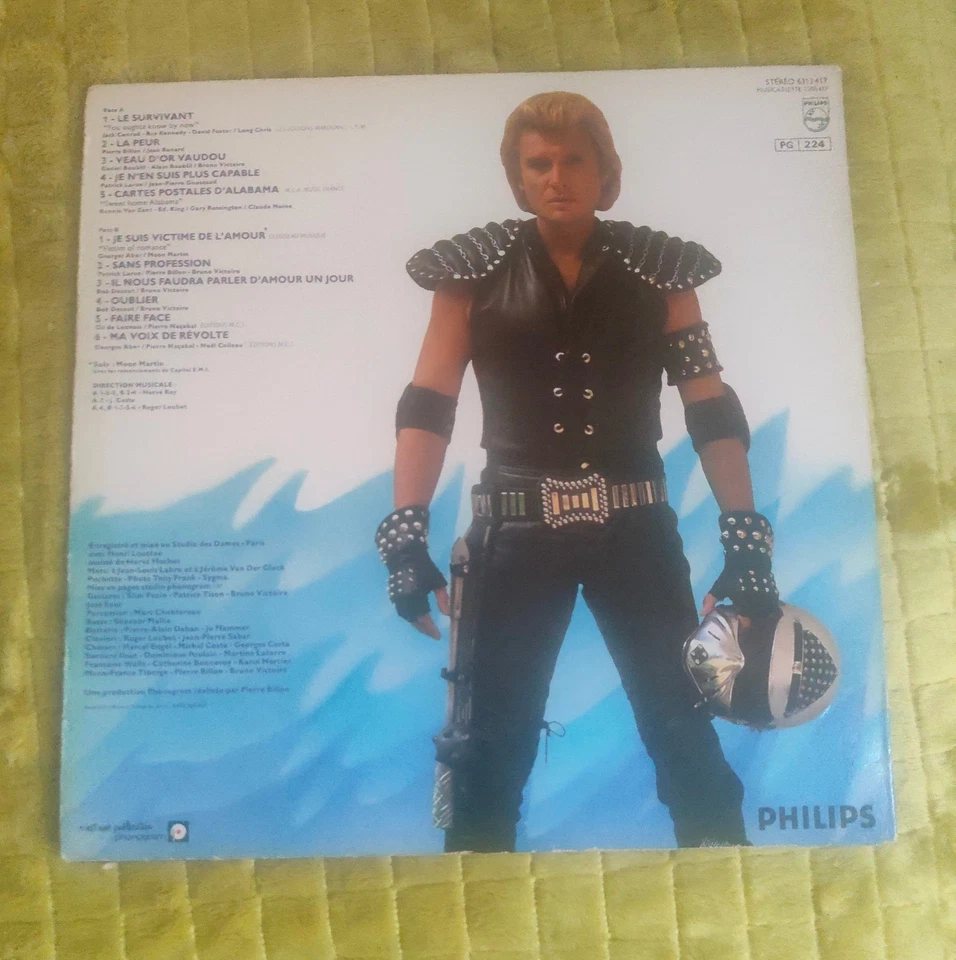 33 tours dédicacé de Johnny Hallyday, La Peur, Philips - Photo 2/4