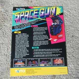 original 1991  11- 8 1/4''  SPACE GUN TAITO  arcade video game  AD FLYER