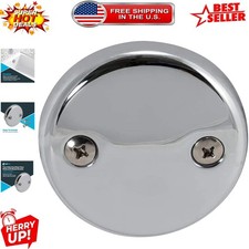 Durable Zinc Chrome 2-Hole Bathtub Overflow Plate with Easy Installation Screws