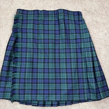 Sport Kilt Green Plaid Made in USA Hook  Loop Closure PolyBlend Black Watch