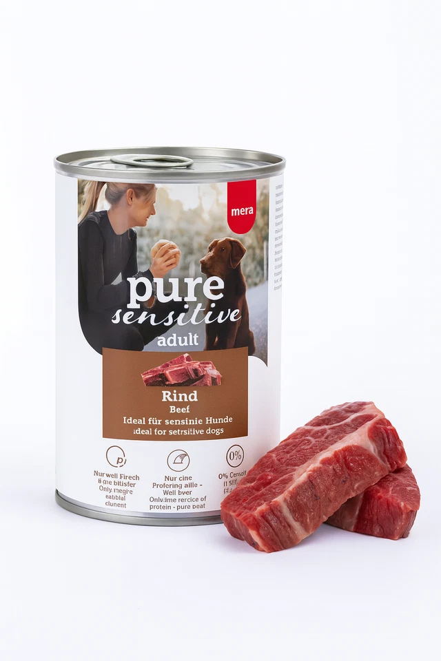 Mera Dog Pure Sensitive Meat Rind 6 x 400g Dosen Mera Adult Hundefutter Nass TOP - Bild 3 von 4