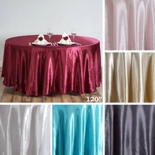10 pcs 120" ROUND Satin TABLECLOTHS Wedding Party Tabletop Linens Supplies SALE