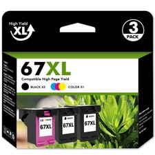 1-3PK 67-XL Ink 67XL Ink Black Color for HP Deskjet 2720 Plus 4122 4155e 4158e