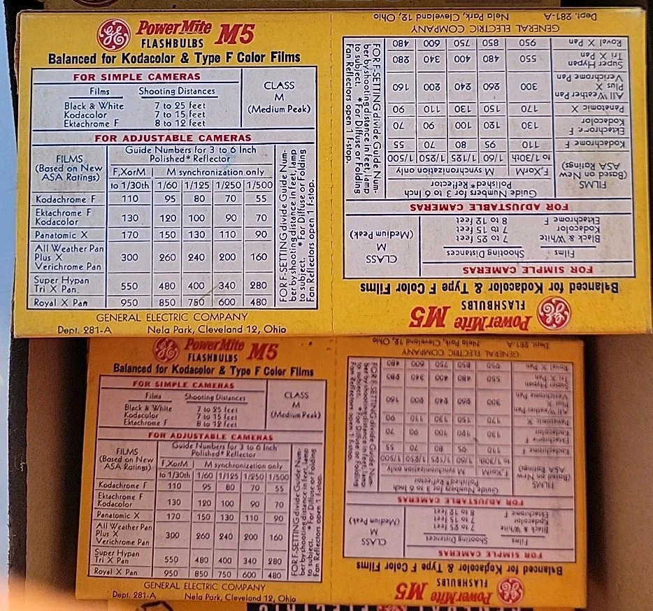 NOS 复古 GE PowerMite M5 闪光灯 批量 9 Bx 108 灯泡 总计 全新带盒 — 第 2/4 张图片