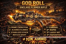 Fallout 76 Enclave Flamer Rifle God Roll PS4 PS5 +10K Ammo Furious