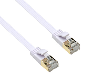 DINIC Patchkabel Cat.6, flach, PiMF/STP, PB, RJ45 St./St., OD 1,5mm x 6,1mm, wei