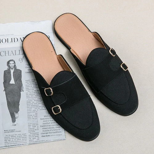 Men Casual Shoes Sandals Slip On Flat Half Loafers Luxury Male Slippers Slides - Bild 15 von 29