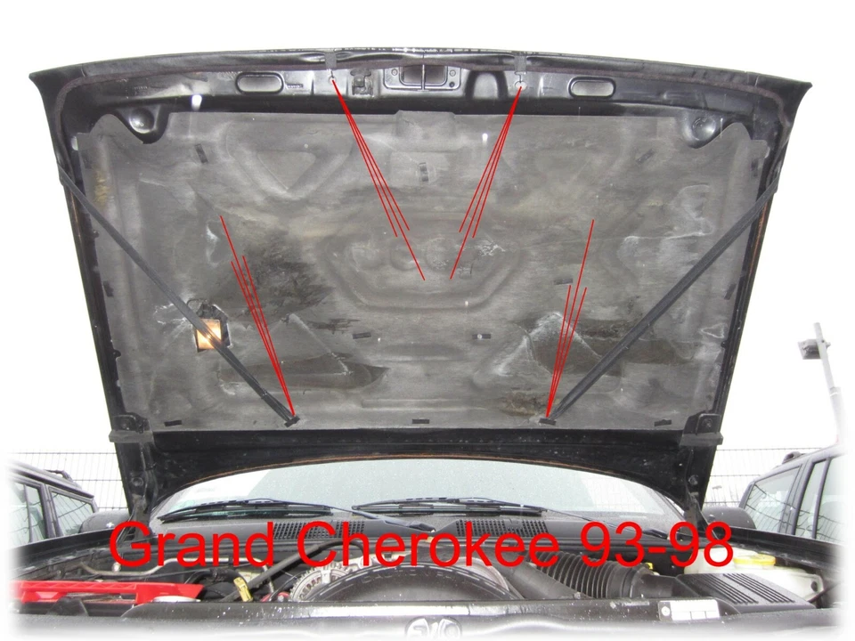 SUJETADOR CAPUCHA + LOGOTIPO ajuste Jeep Grand Cherokee ZJ 1993-1998 MÁSCARA FRONTAL + EMBLEMA Foto 2 de 2